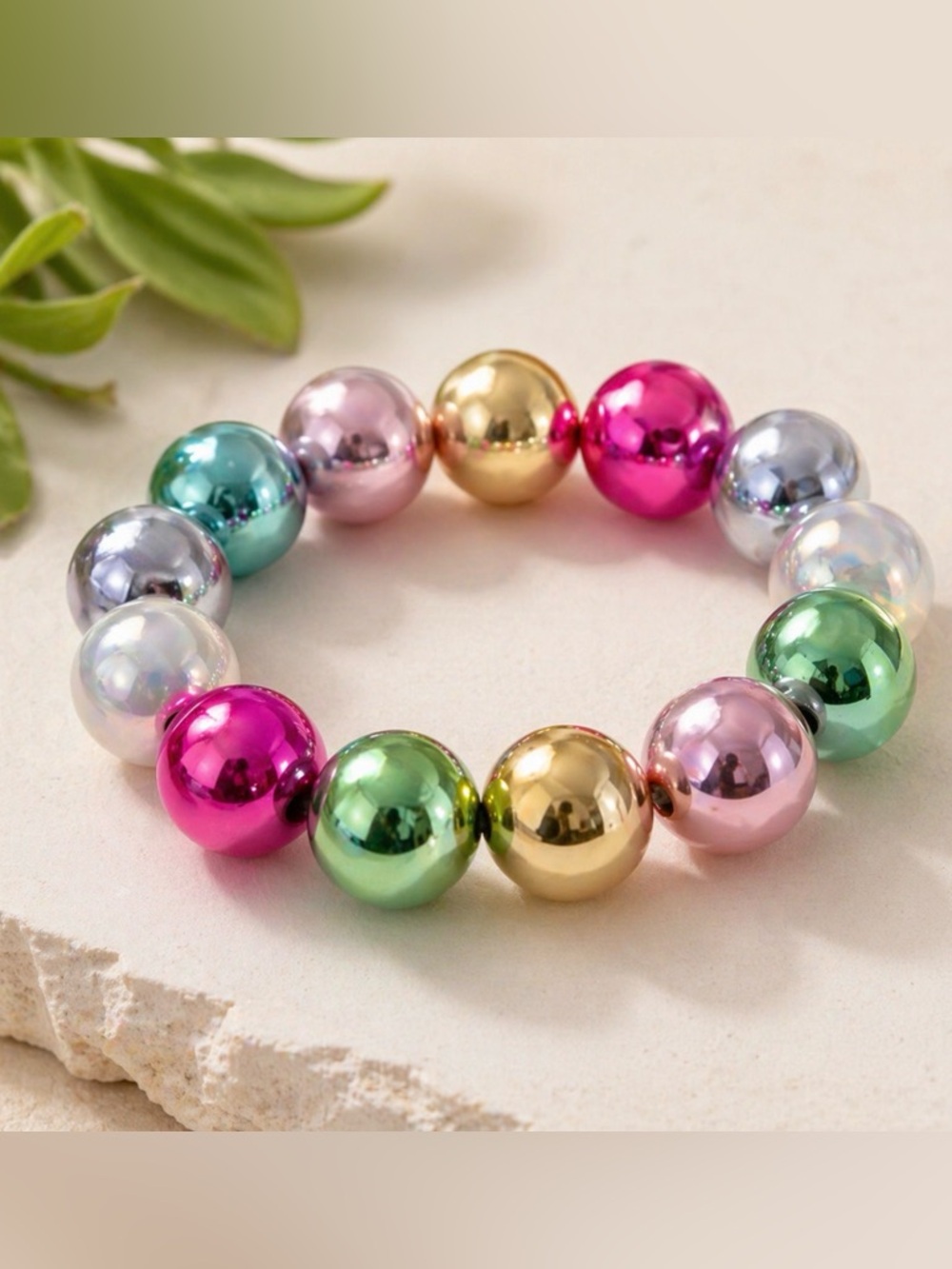 Colorful Gradient Laser Beaded Bracelet
